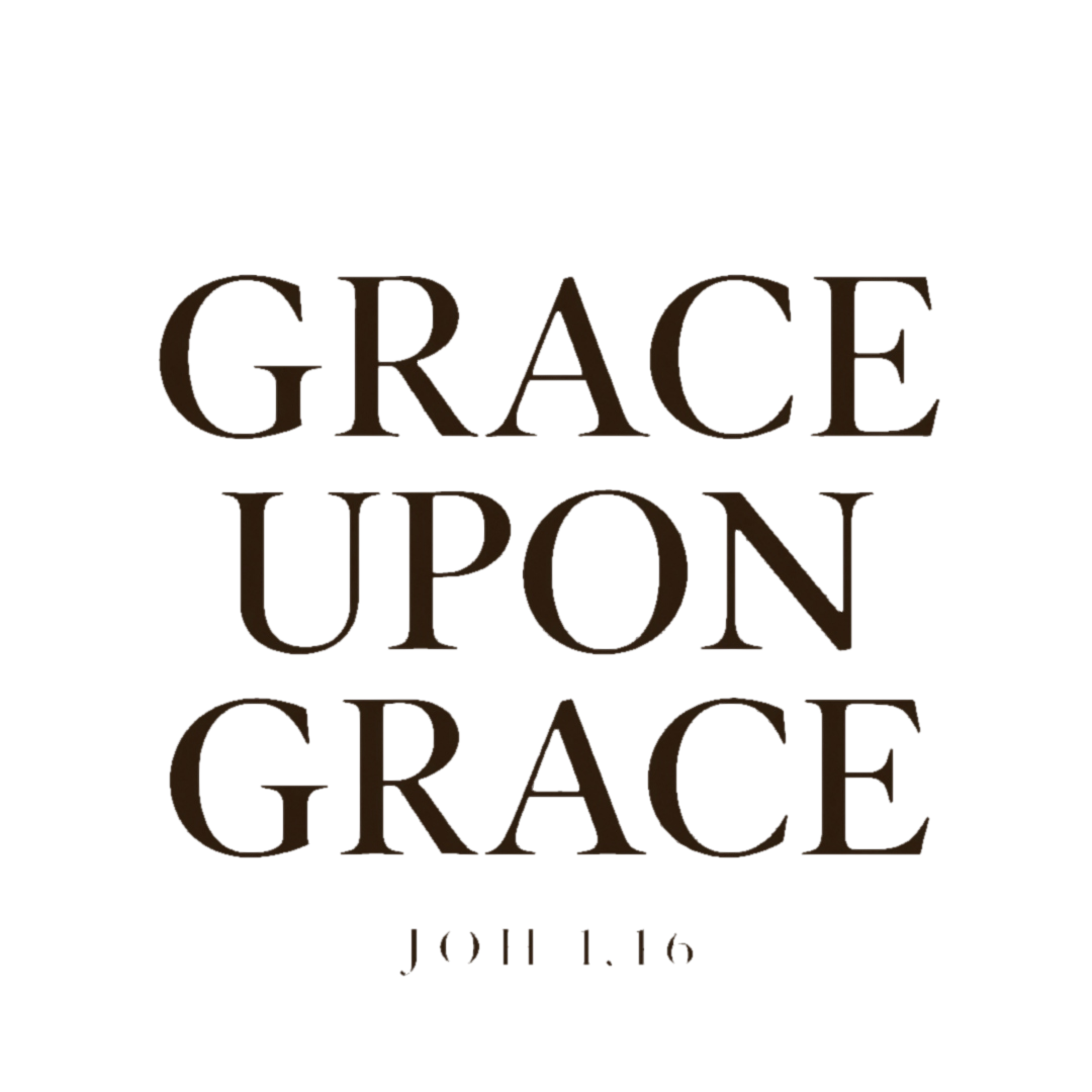 Ryggmotivet på Grace upon Grace-t-skjorten: GRACE UPON GRACE og JOH 1,16